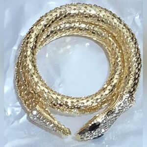 New!Gold Toned Mesh Flexible Snake Bracelet with Rhinestones